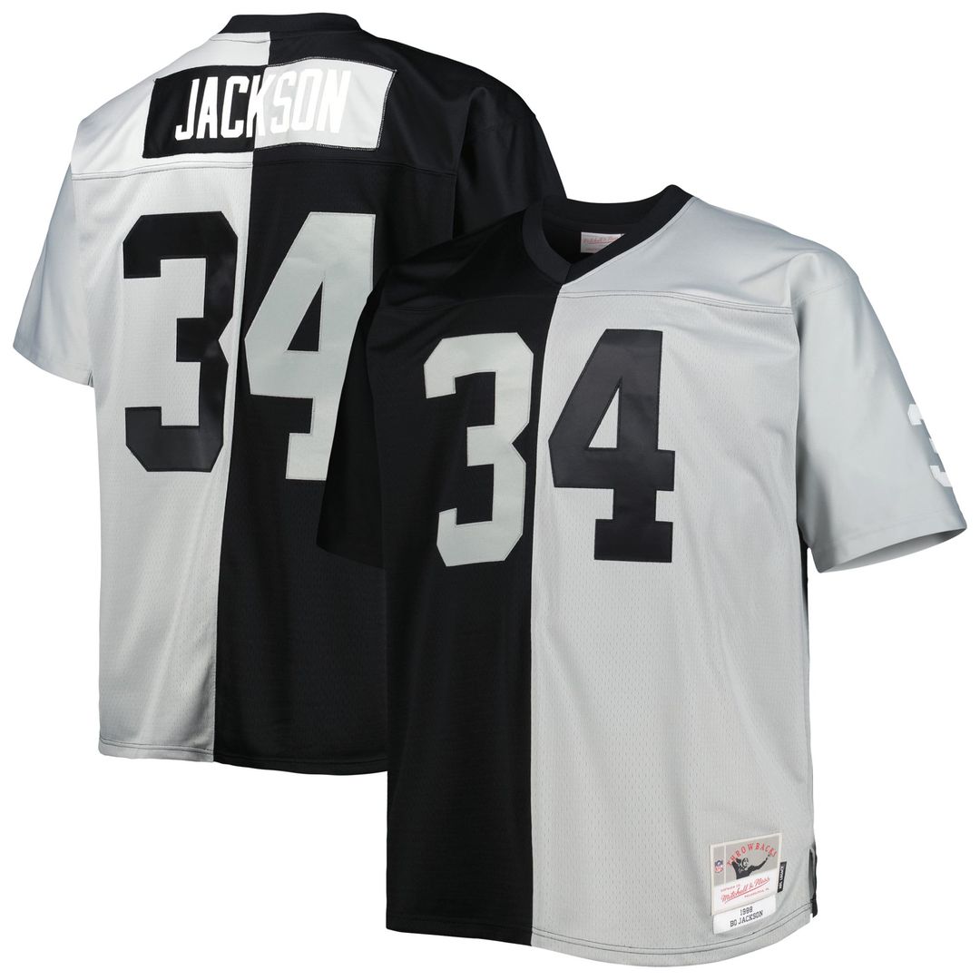 Bo Jackson Las Vegas Raiders Big & Tall Split Legacy Retired Player Replica Jersey - Black/Silver