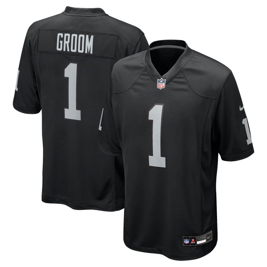 Number 1 Groom Las Vegas Raiders Game Jersey - Black