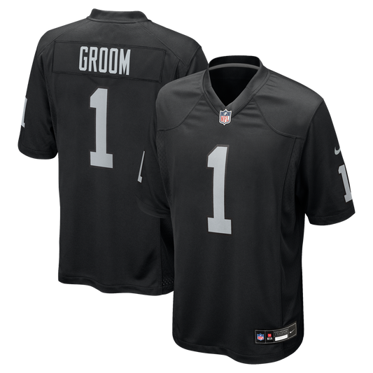 Number 1 Groom Las Vegas Raiders Game Jersey - Black