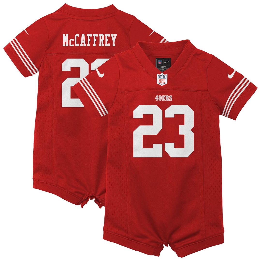 Christian McCaffrey San Francisco 49ers Newborn Romper Game Jersey - Scarlet