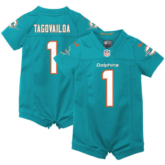 Tua Tagovailoa Miami Dolphins Newborn Romper Game Jersey - Aqua