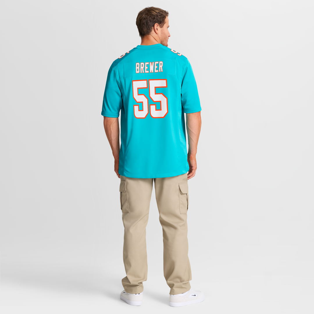 Aaron Brewer Miami Dolphins Game Jersey - Aqua
