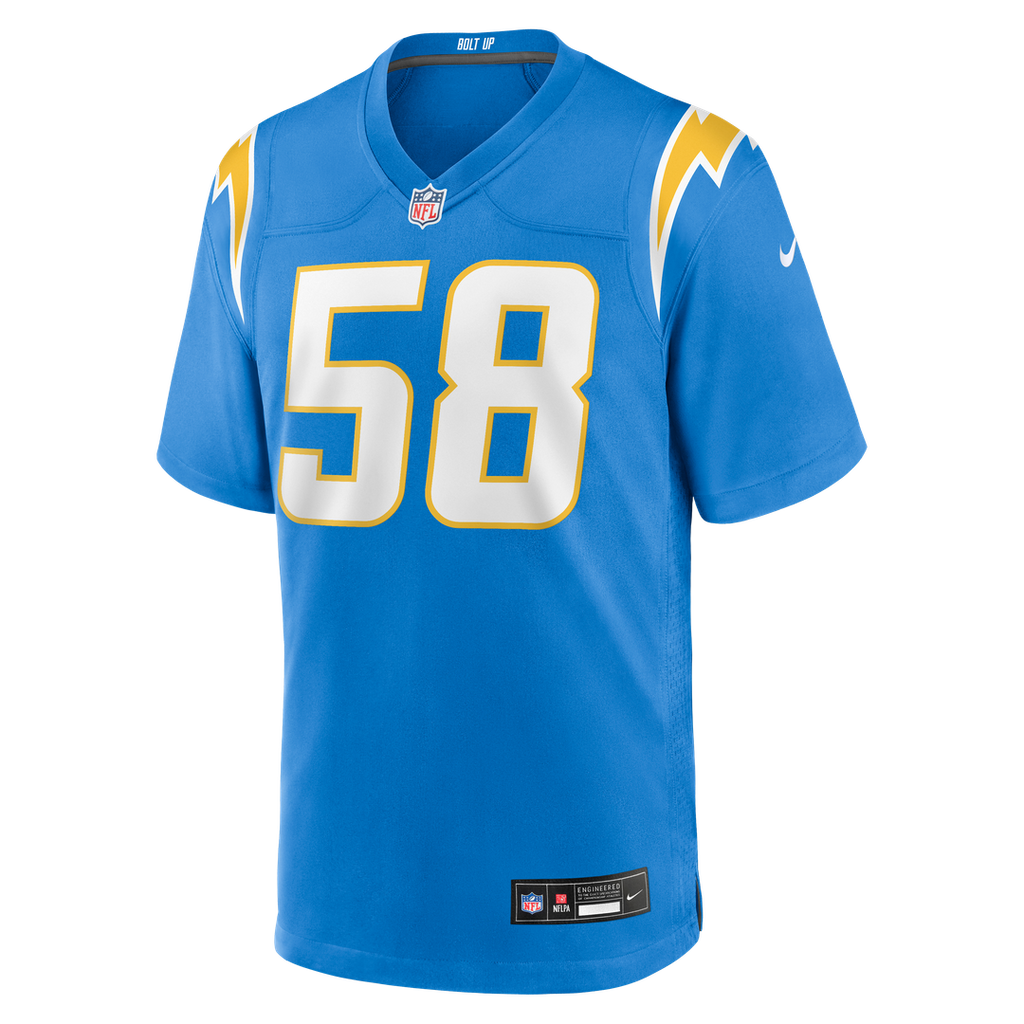 Tae Crowder Los Angeles Chargers Team Game Jersey - Powder Blue