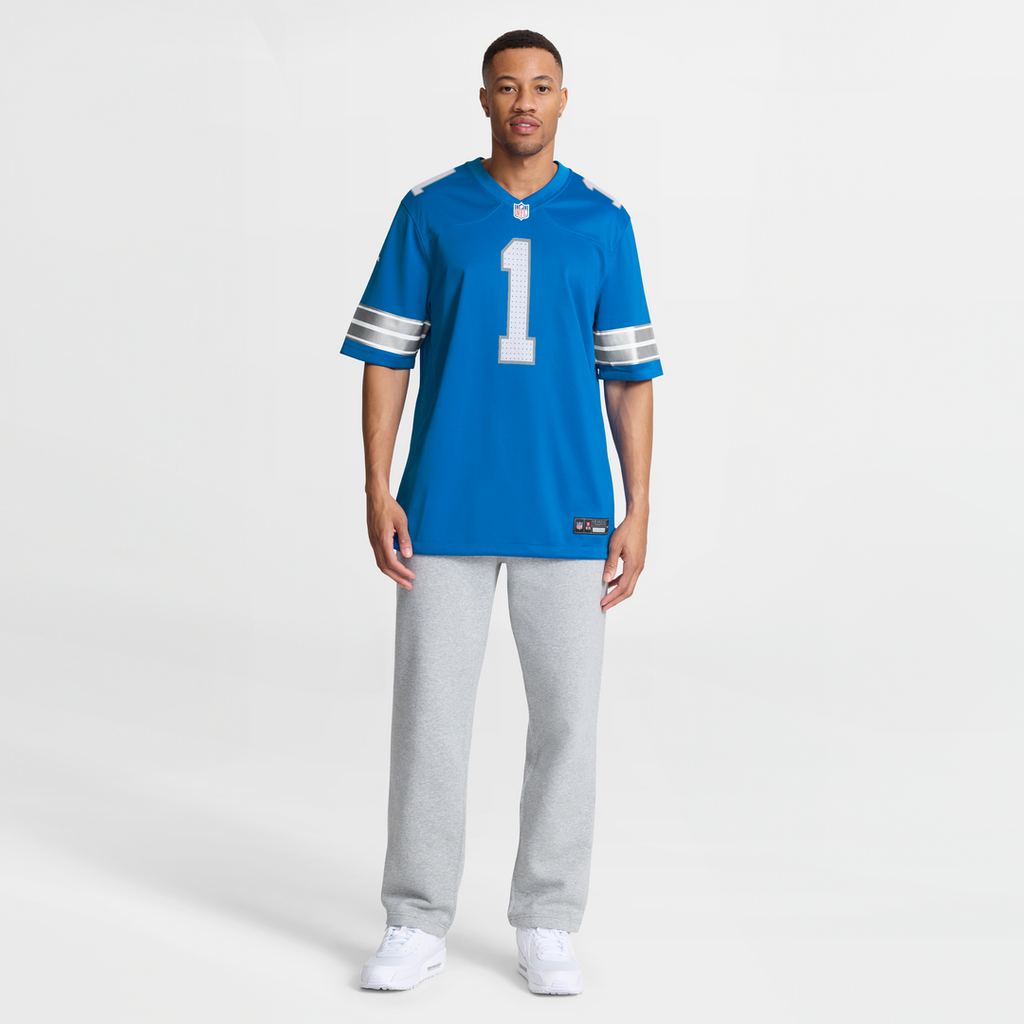 Number 1 Groom Detroit Lions Game Jersey - Blue