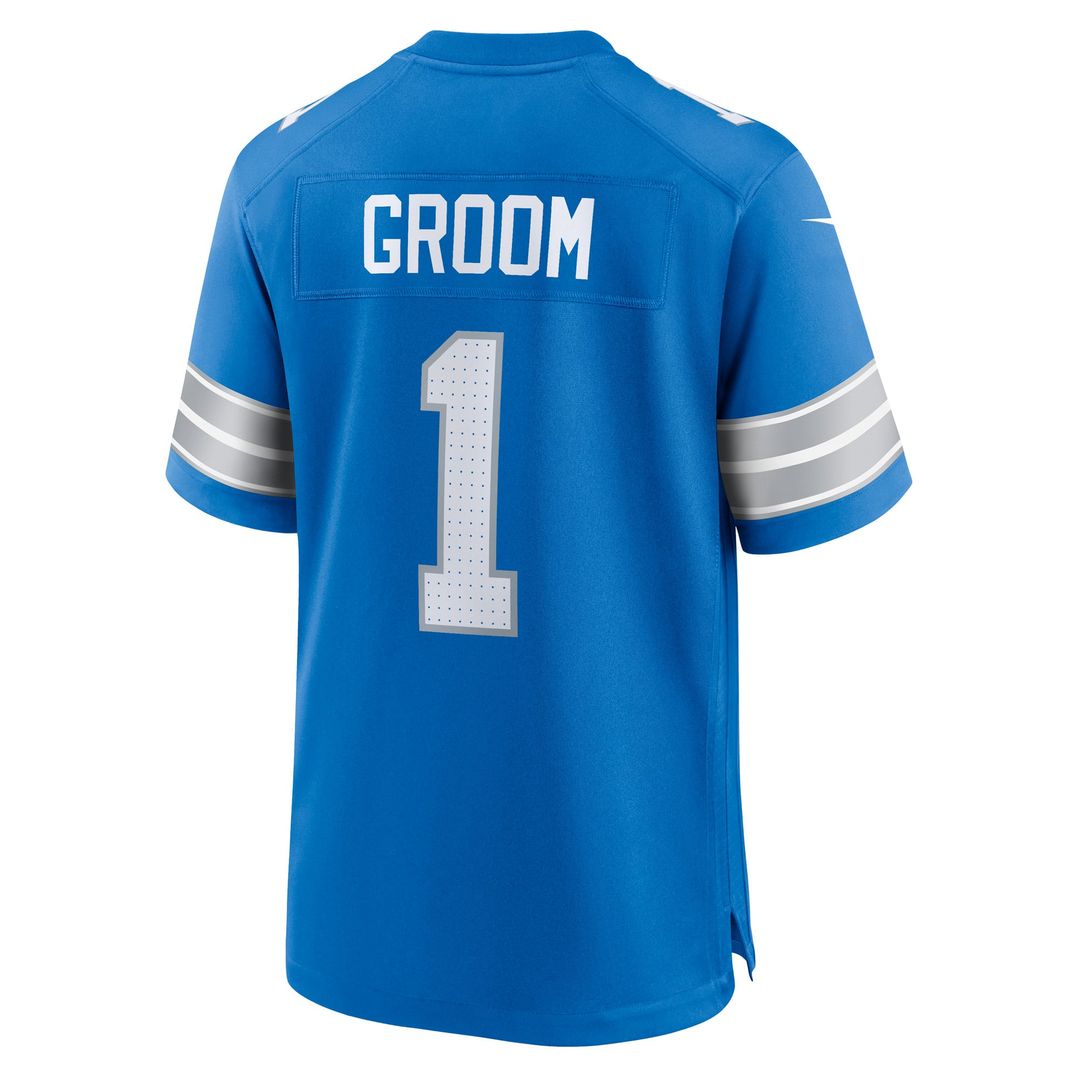 Number 1 Groom Detroit Lions Game Jersey - Blue