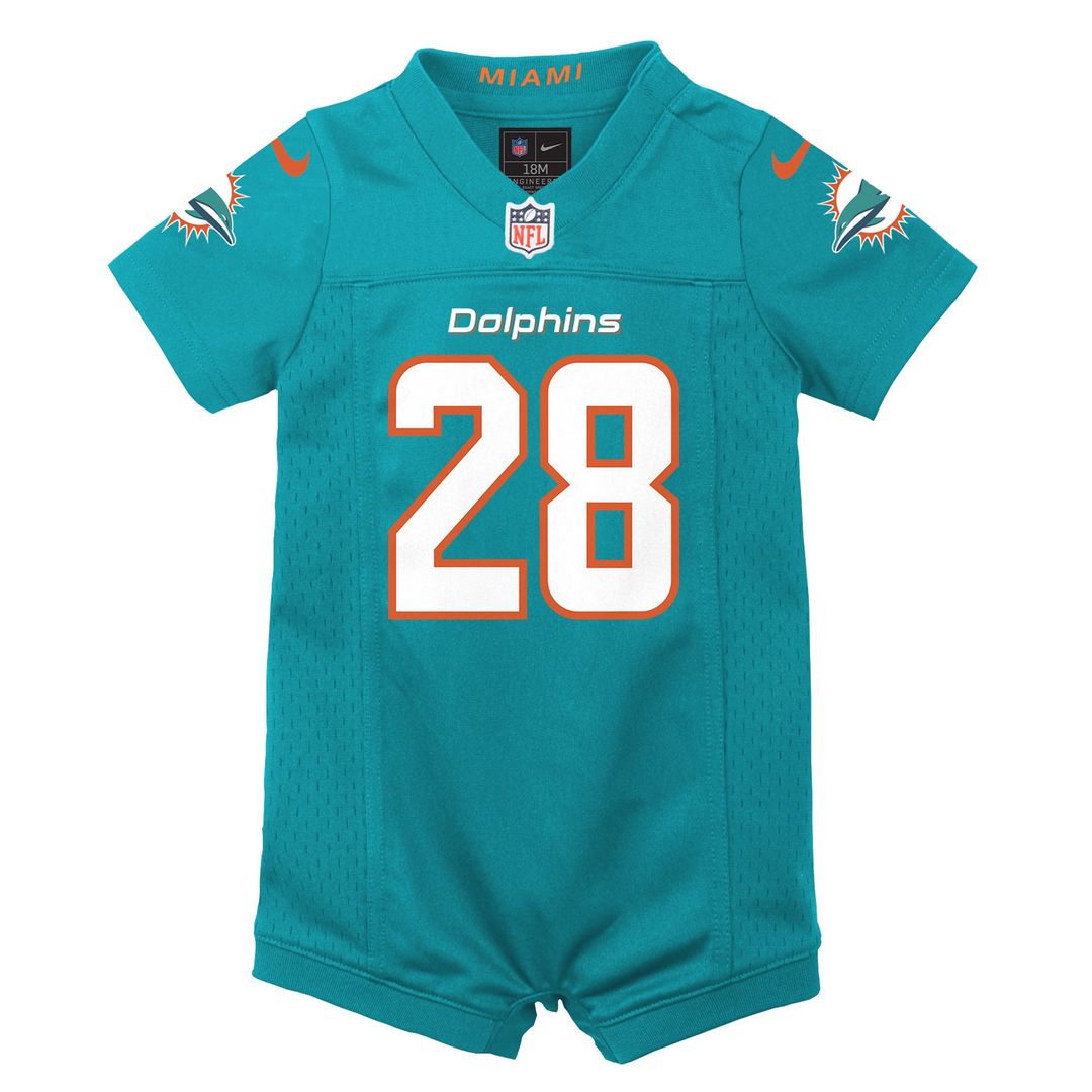 De’Von Achane Miami Dolphins Newborn Romper Game Jersey - Aqua