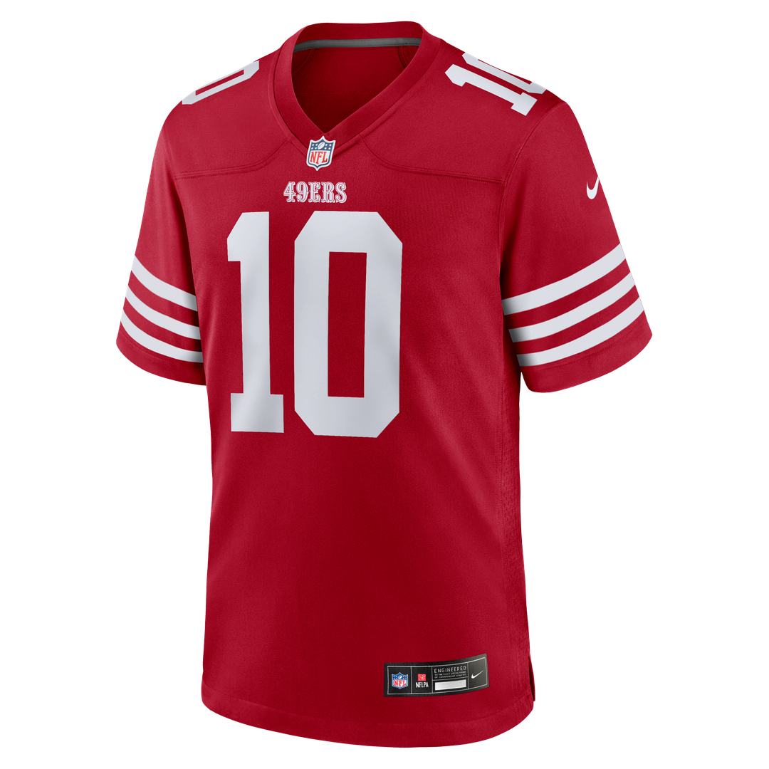 Mac Jones San Francisco 49ers Team Game Jersey - Scarlet