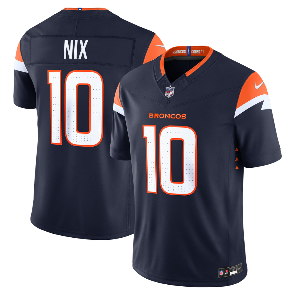 Bo Nix Denver Broncos Alternate Vapor F.U.S.E. Stitched Limited Jersey - Navy
