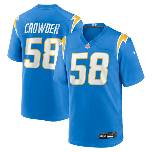 Tae Crowder Los Angeles Chargers Team Game Jersey - Powder Blue