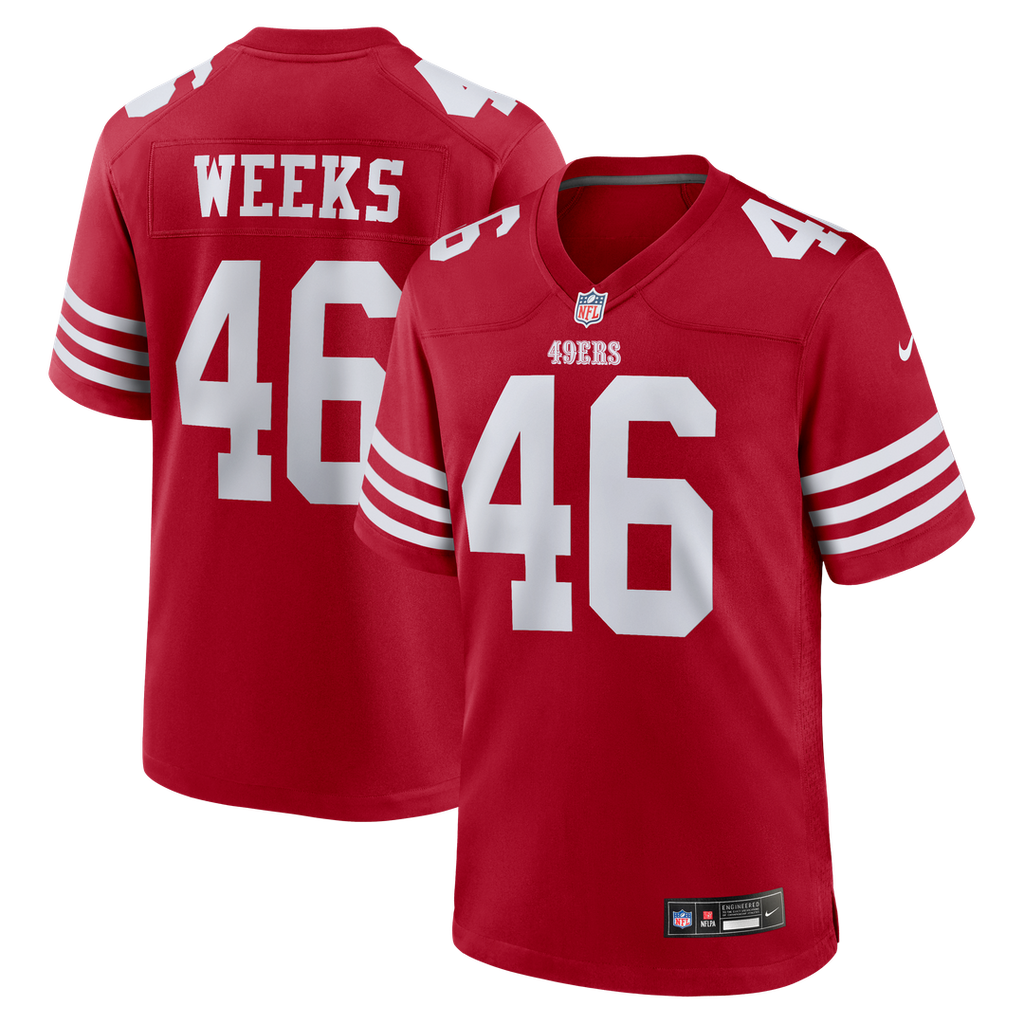 Jon Weeks San Francisco 49ers Team Game Jersey - Scarlet