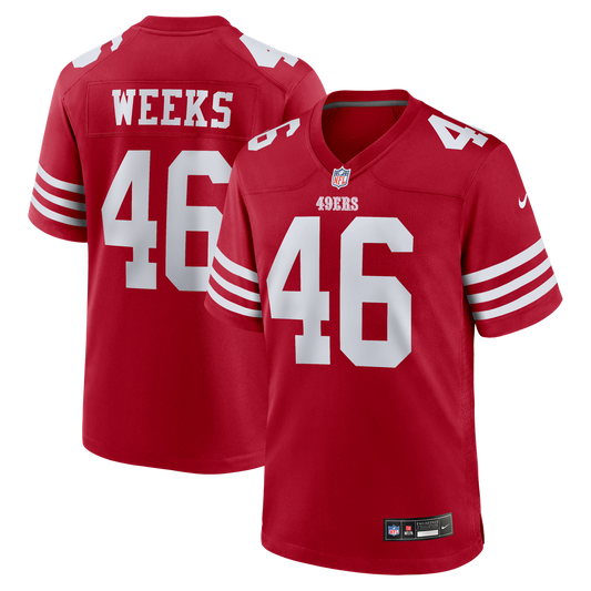 Jon Weeks San Francisco 49ers Team Game Jersey - Scarlet
