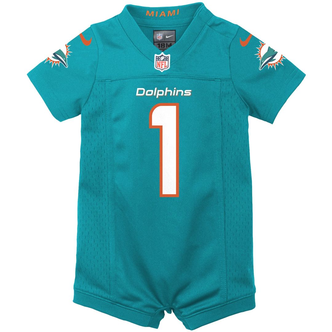 Tua Tagovailoa Miami Dolphins Newborn Romper Game Jersey - Aqua