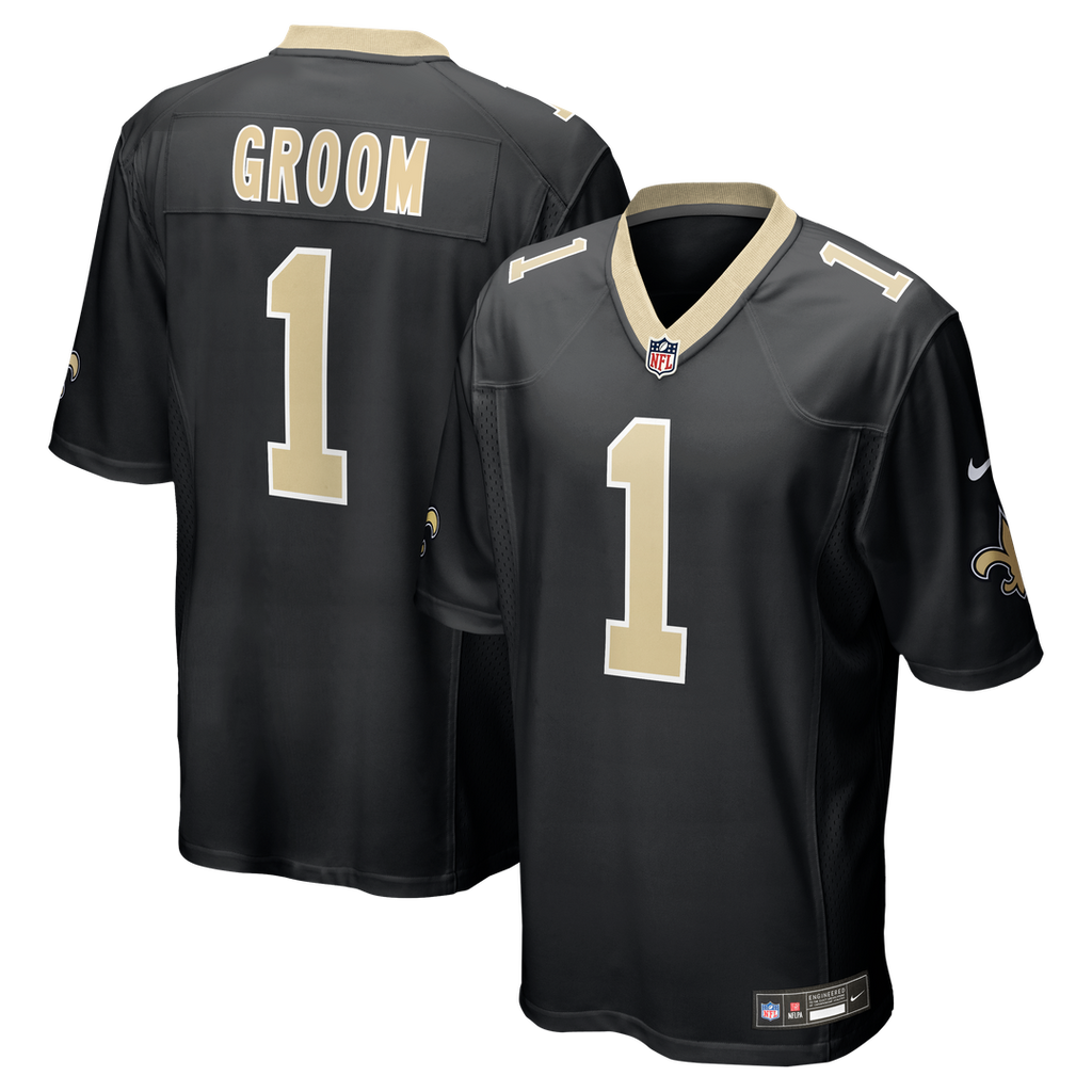 Number 1 Groom New Orleans Saints Game Jersey - Black