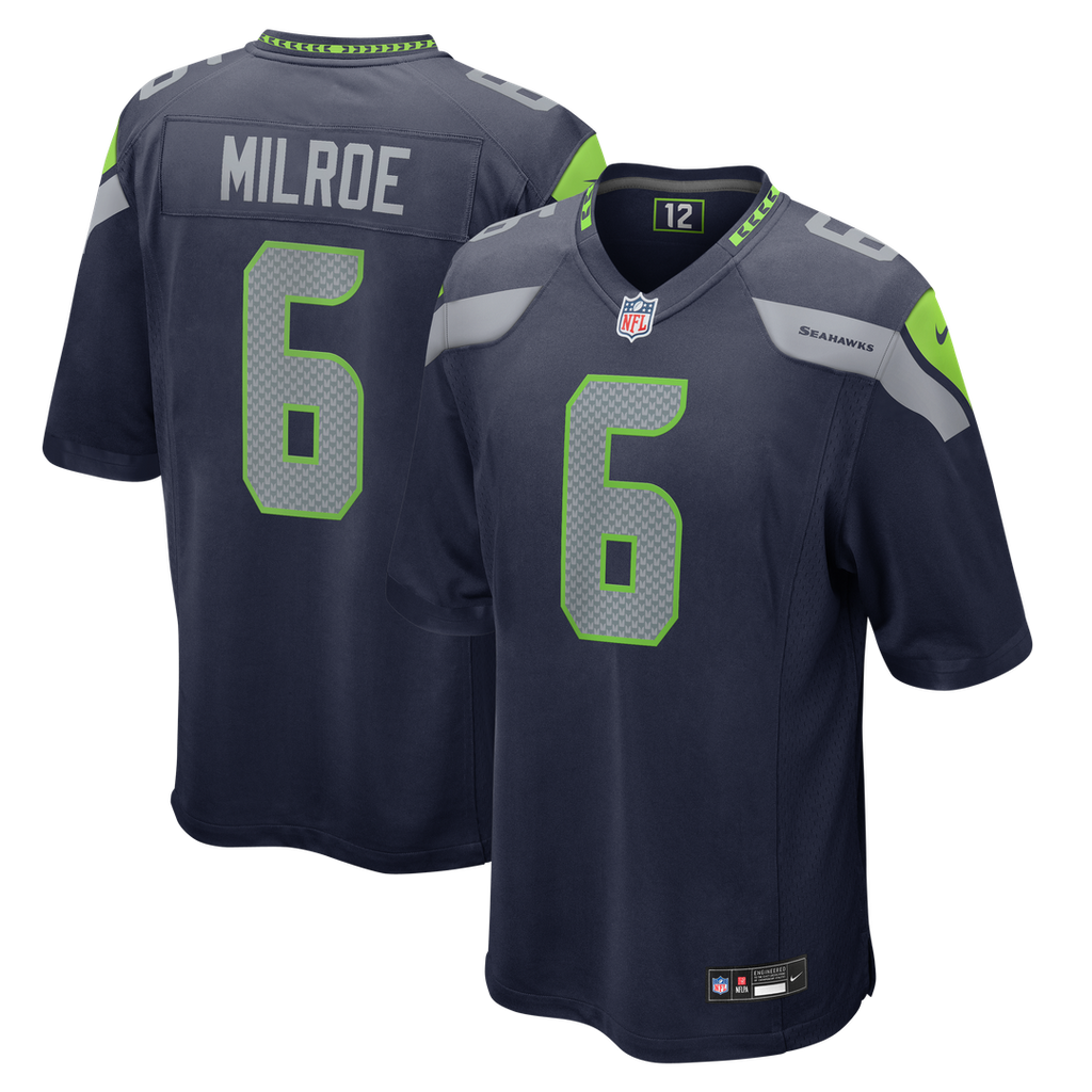 Jalen Milroe Seattle Seahawks Team Game Jersey - College Navy