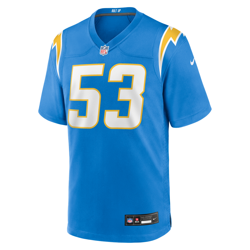 Del'Shawn Phillips Los Angeles Chargers Team Game Jersey - Powder Blue