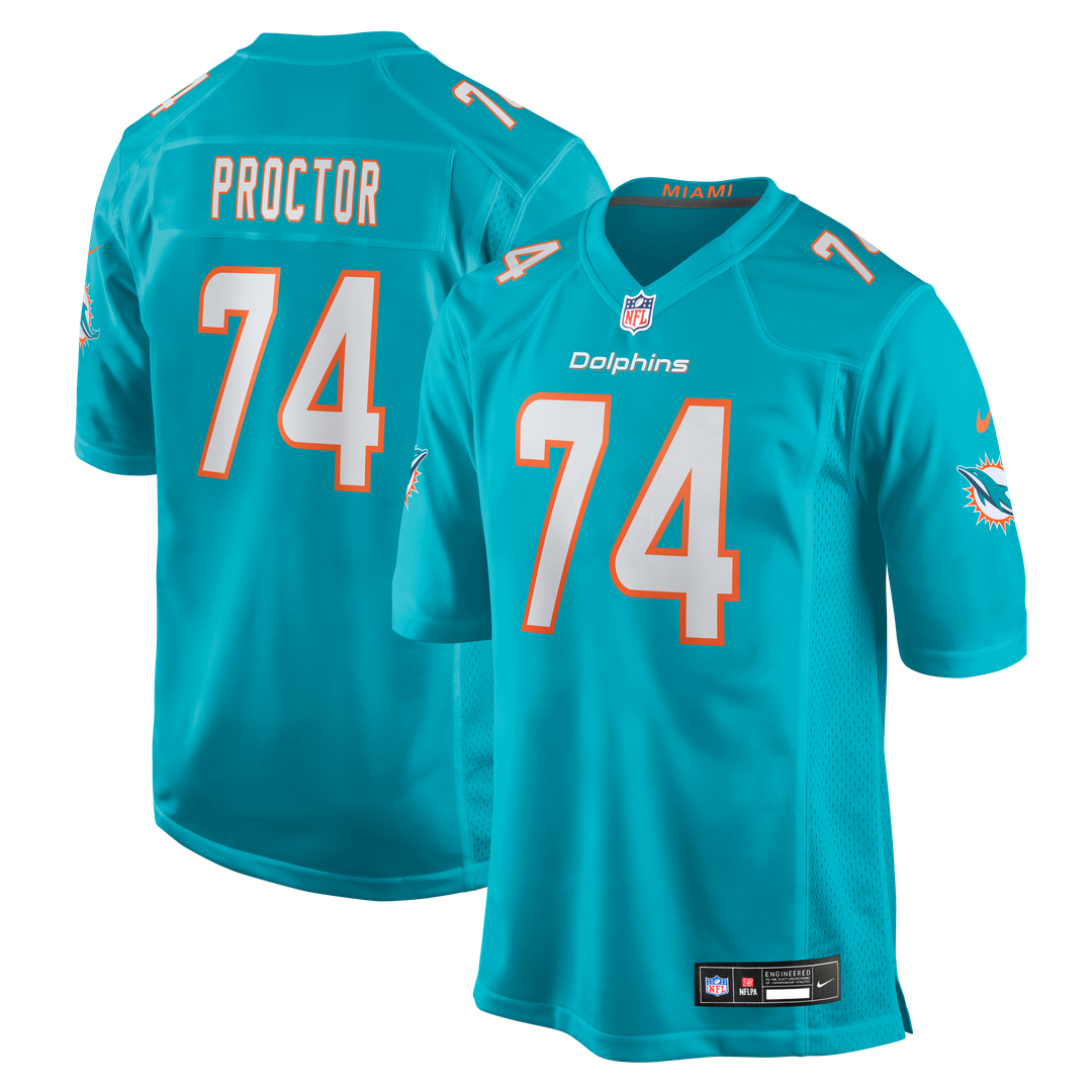 Kadyn Proctor Miami Dolphins Team Game Jersey - Aqua