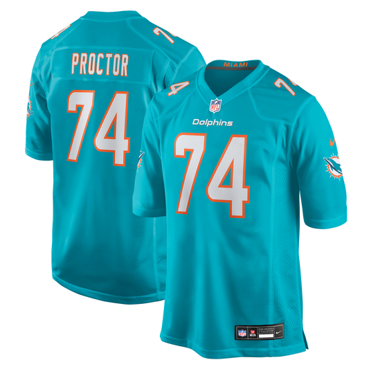 Kadyn Proctor Miami Dolphins Team Game Jersey - Aqua