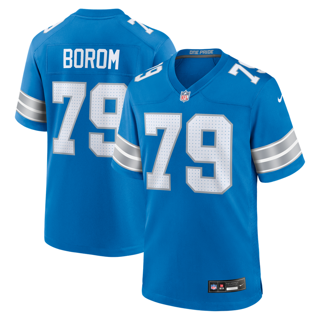 Larry Borom Detroit Lions Team Game Jersey - Blue