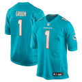 Number 1 Groom Miami Dolphins Game Jersey - Aqua