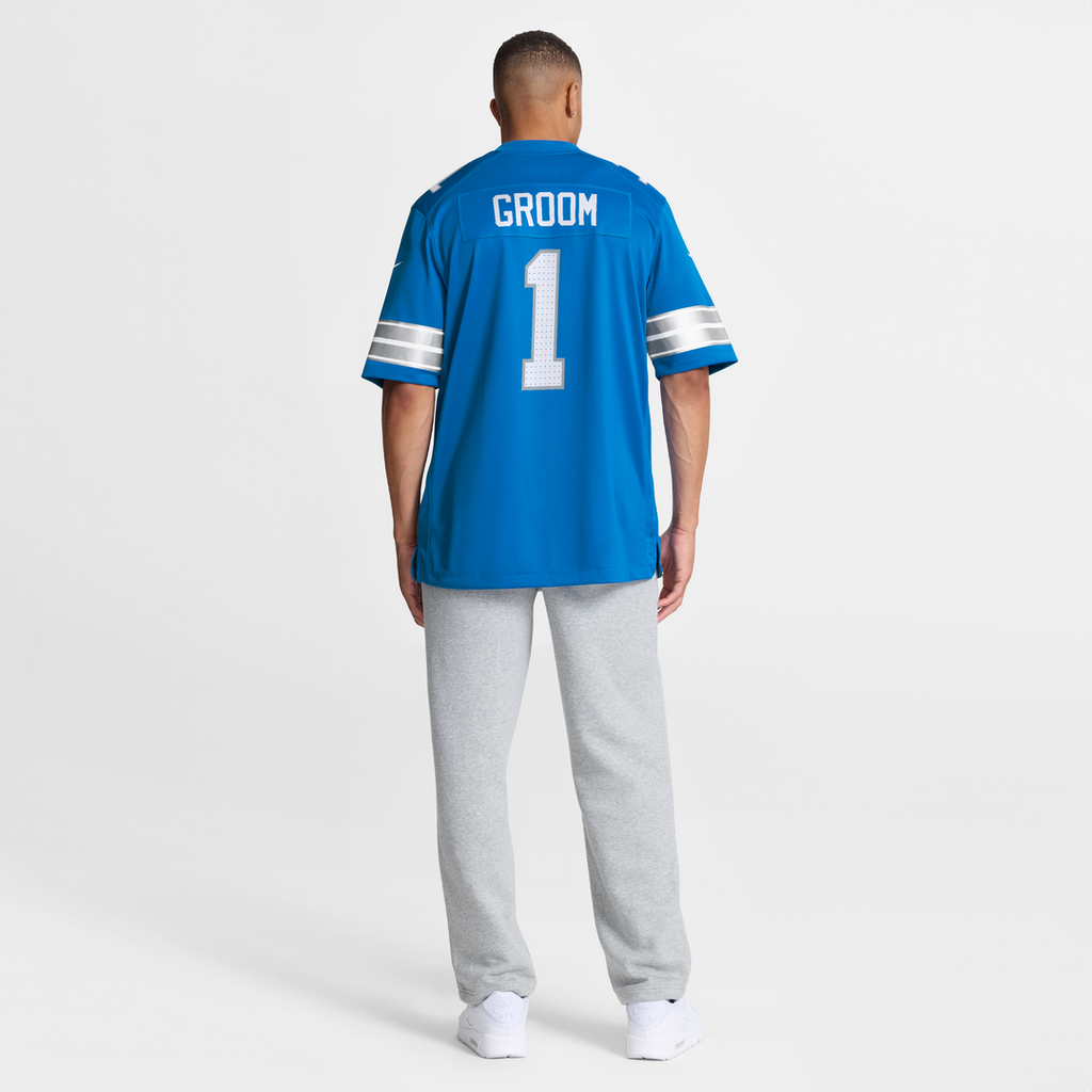 Number 1 Groom Detroit Lions Game Jersey - Blue
