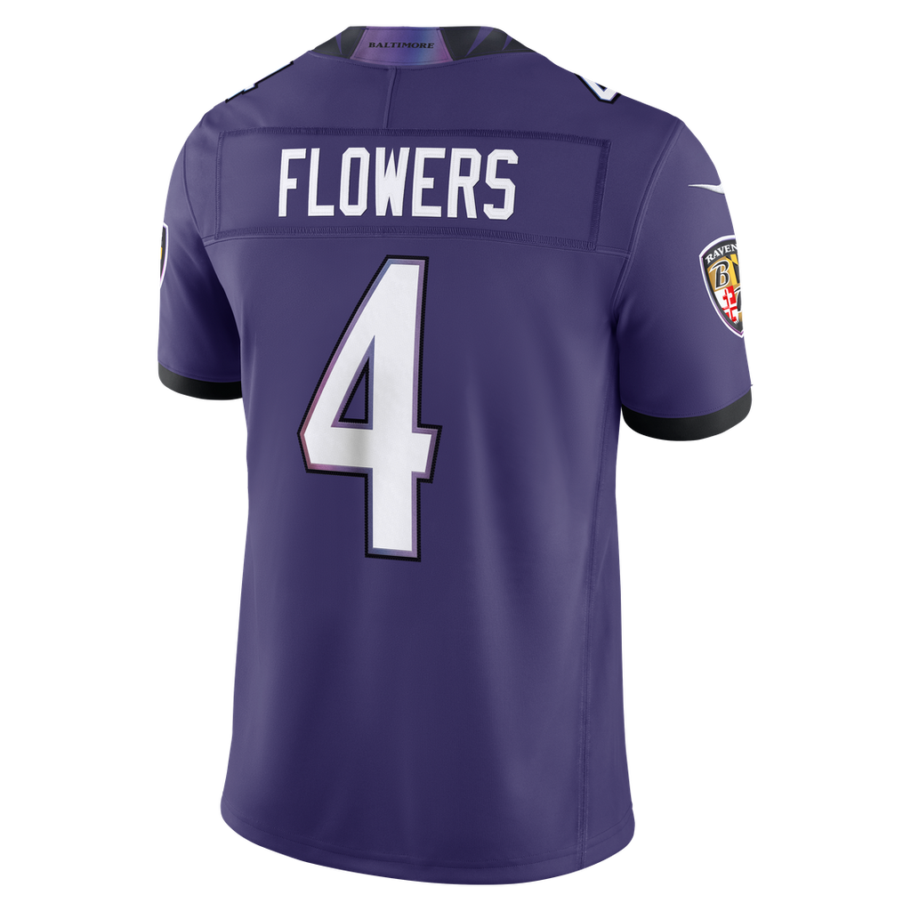 Zay Flowers Baltimore Ravens Team Vapor F.U.S.E. Stitched Limited Jersey - Purple