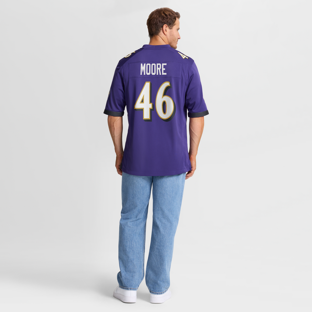 Nick Moore Baltimore Ravens Game Jersey - Purple