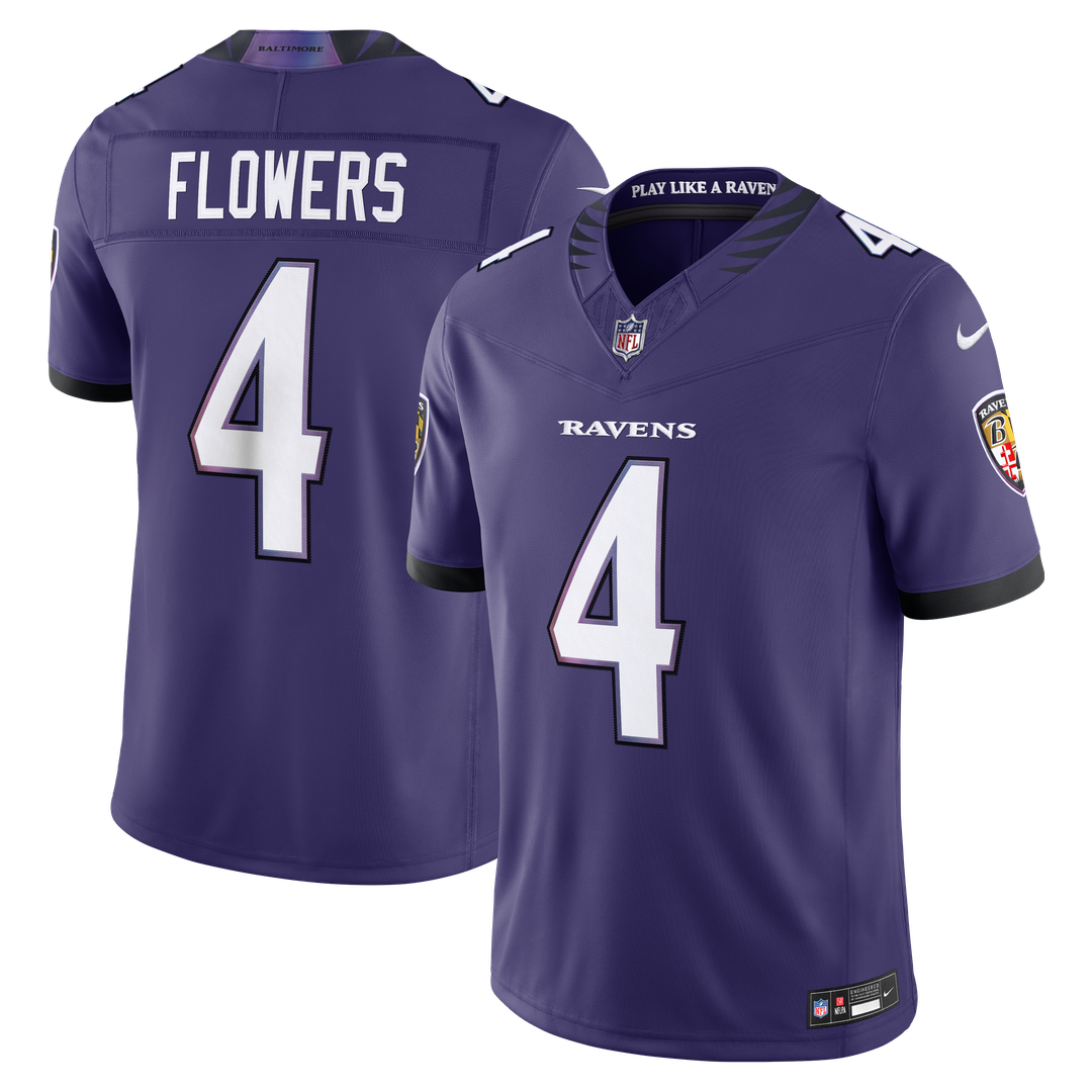 Zay Flowers Baltimore Ravens Team Vapor F.U.S.E. Stitched Limited Jersey - Purple