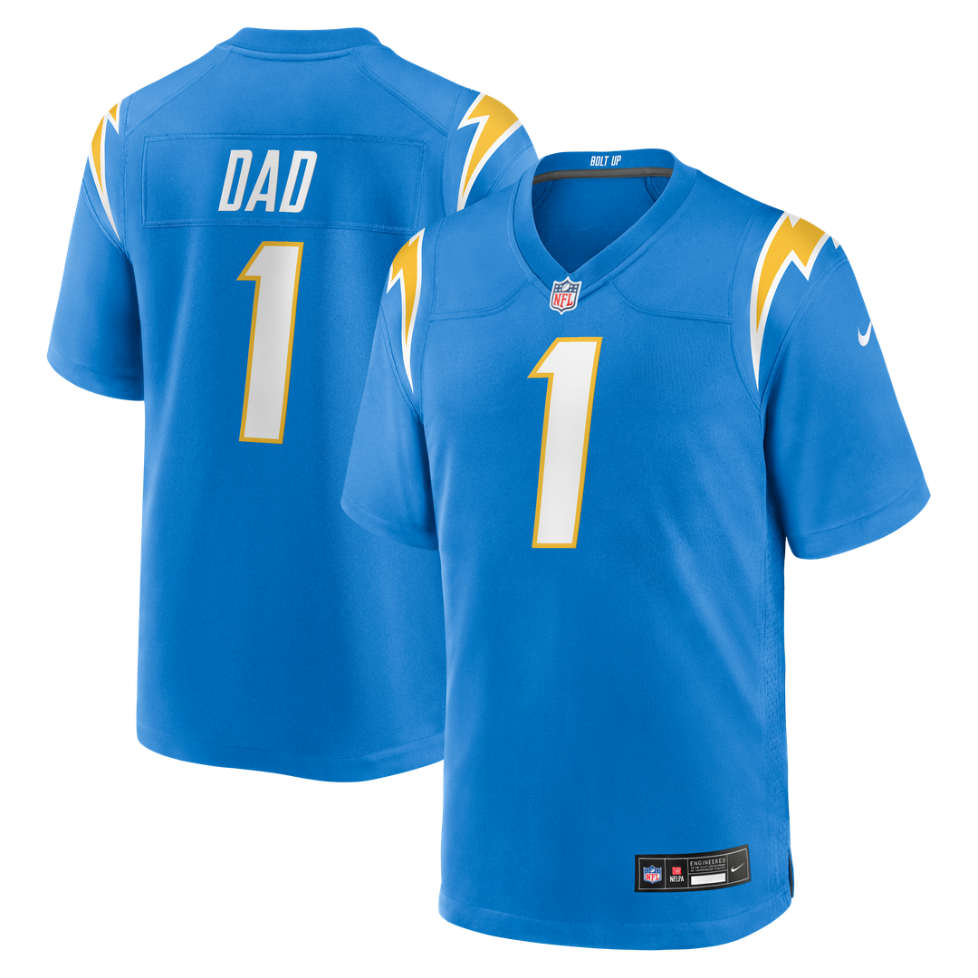 Number 1 Dad Los Angeles Chargers Game Jersey - Powder Blue