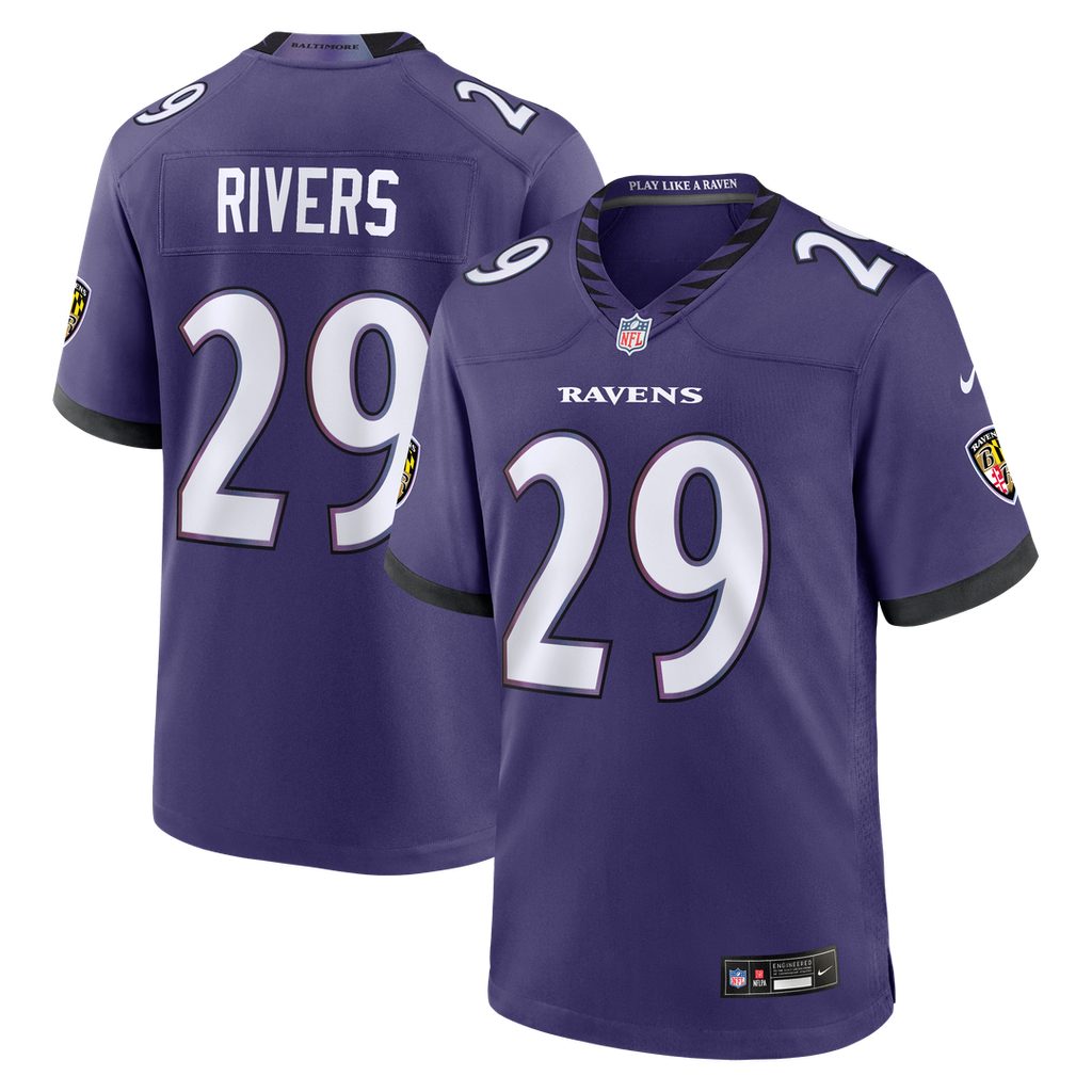 Chandler Rivers Baltimore Ravens Team Game Jersey - Purple