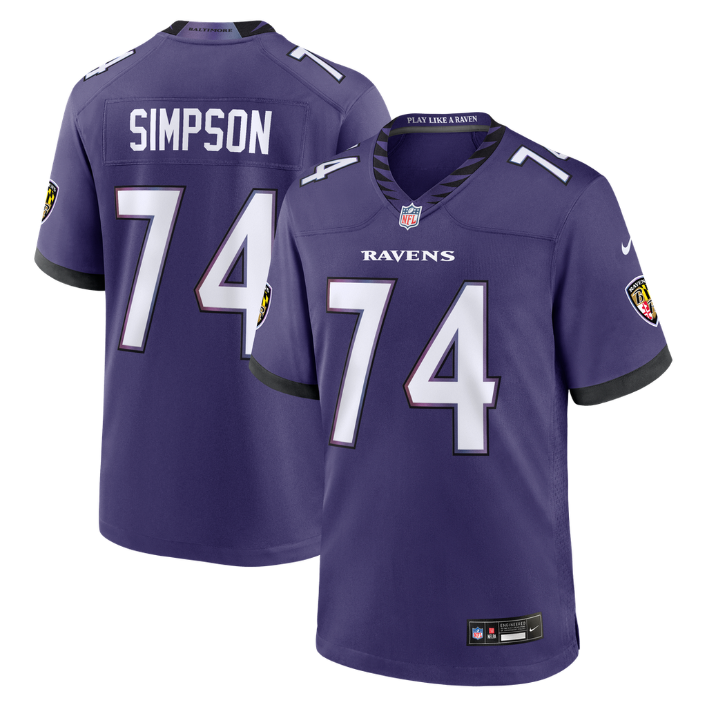 John Simpson Baltimore Ravens Team Game Jersey - Purple