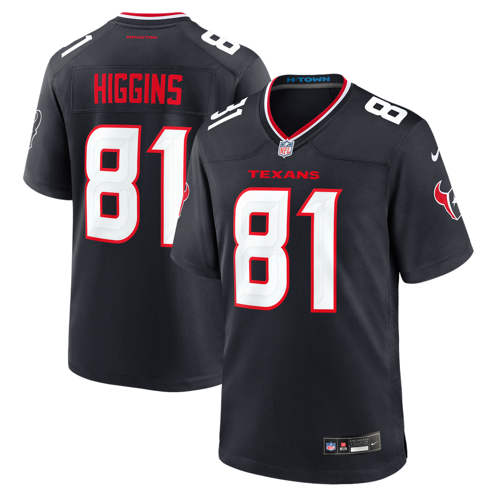 Jayden Higgins Houston Texans Game Jersey - Navy