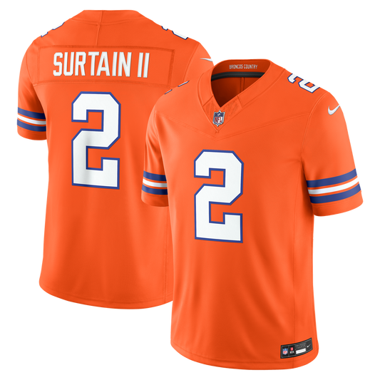 Patrick Surtain II Denver Broncos Alternate Mile High Collection 1977 Throwback Vapor F.U.S.E. Stitched Limited Jersey - Orange