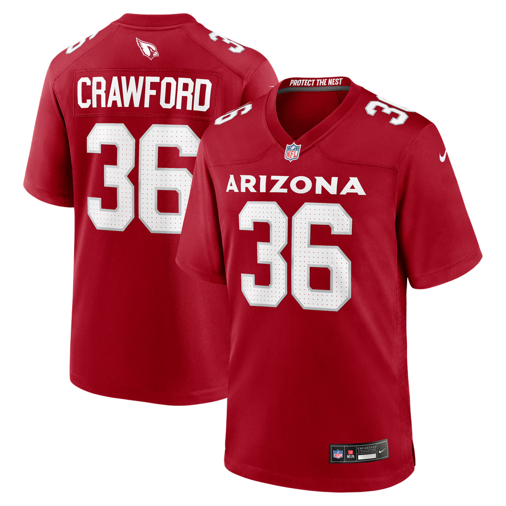 Kitan Crawford Arizona Cardinals Team Game Jersey - Cardinal