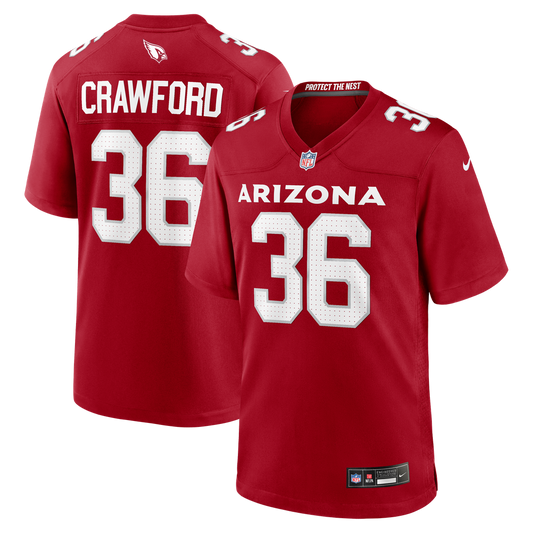 Kitan Crawford Arizona Cardinals Team Game Jersey - Cardinal