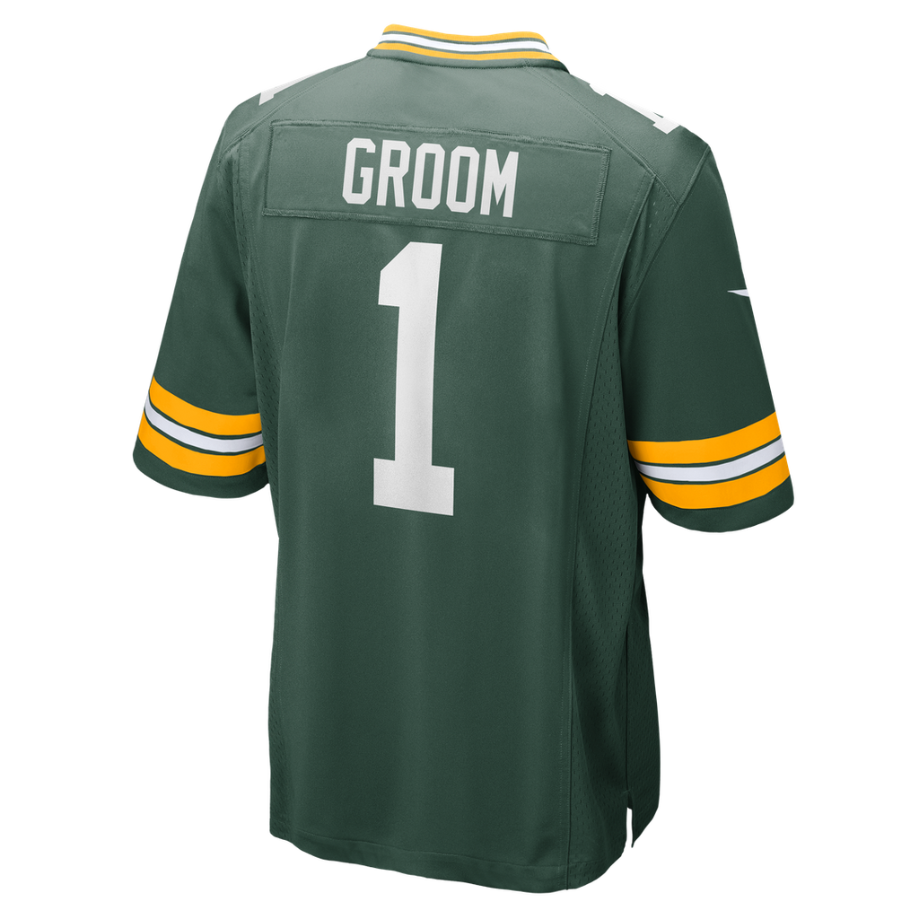 Number 1 Groom Green Bay Packers Game Jersey - Green