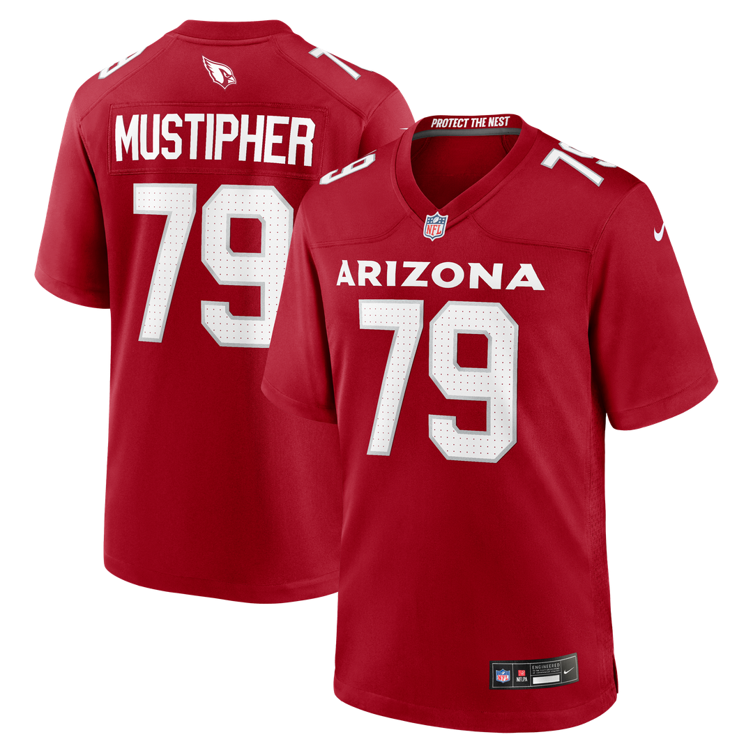 PJ Mustipher Arizona Cardinals Team Game Jersey - Cardinal