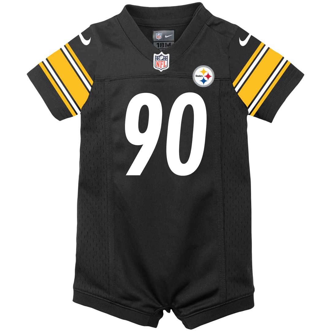 T.J. Watt Pittsburgh Steelers Newborn Romper Game Jersey - Black