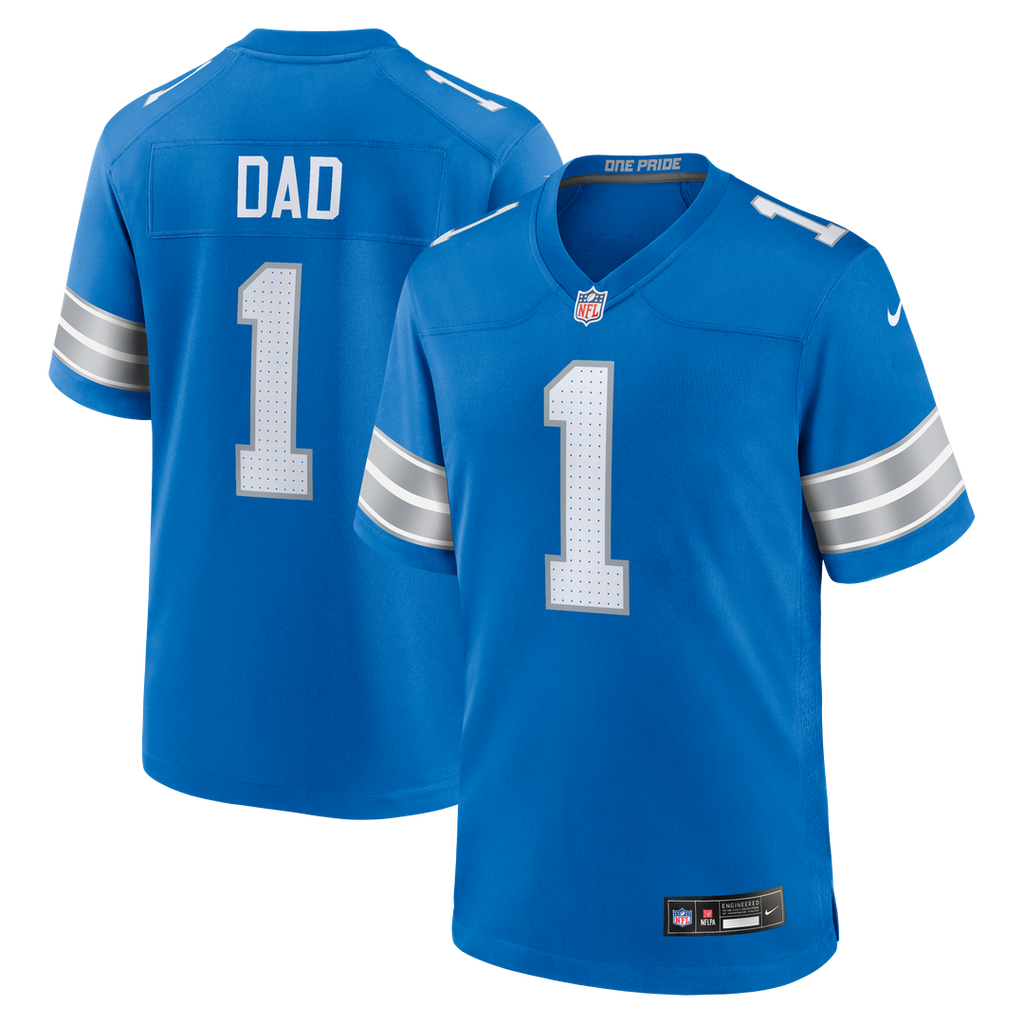 Number 1 Dad Detroit Lions Game Jersey - Blue