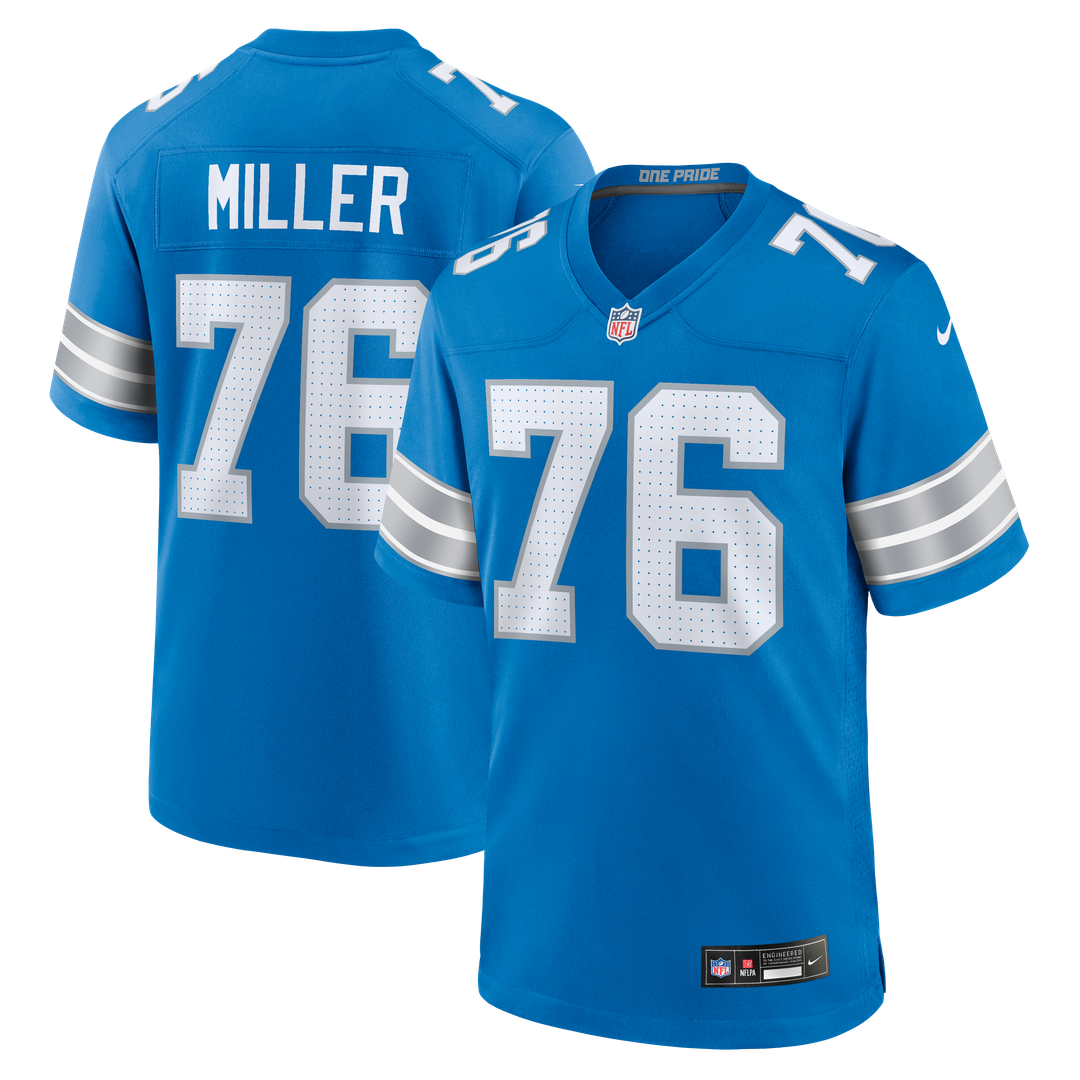 Blake Miller Detroit Lions Team Game Jersey - Blue