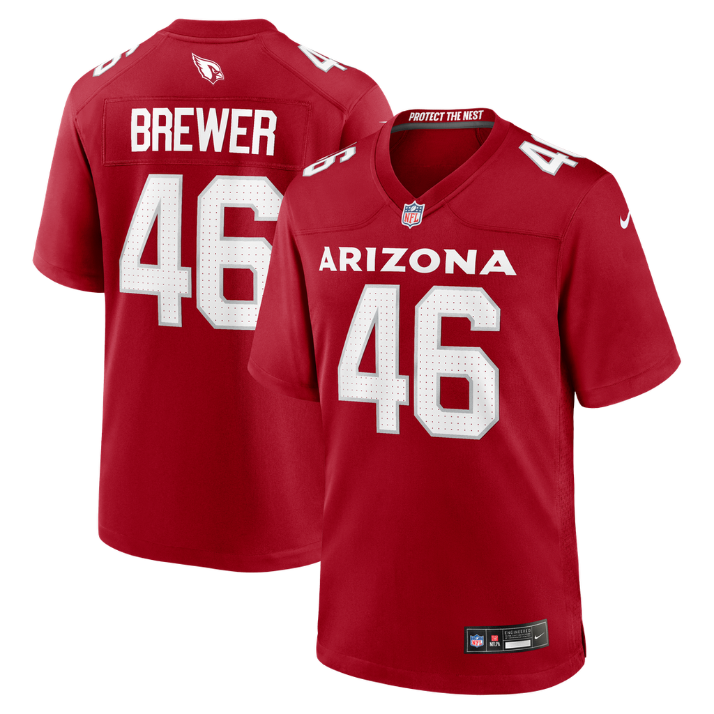 Aaron Brewer Arizona Cardinals Team Game Jersey - Cardinal
