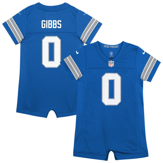Jahmyr Gibbs Detroit Lions Newborn Romper Game Jersey - Blue