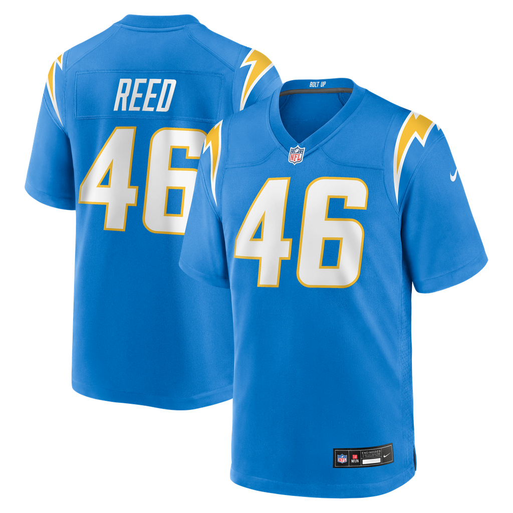 Nikko Reed Los Angeles Chargers Team Game Jersey - Powder Blue