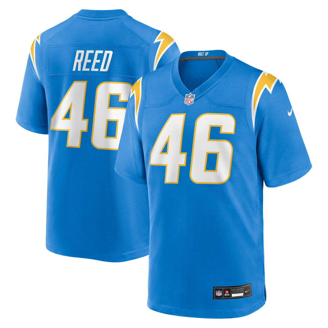 Nikko Reed Los Angeles Chargers Team Game Jersey - Powder Blue