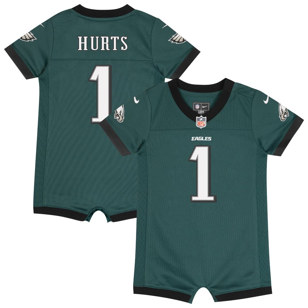 Jalen Hurts Philadelphia Eagles Newborn Romper Game Jersey - Midnight Green