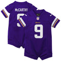 J.J. McCarthy Minnesota Vikings Newborn Romper Game Jersey - Purple