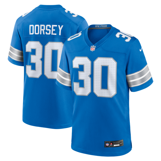 Khalil Dorsey Detroit Lions Team Game Jersey - Blue