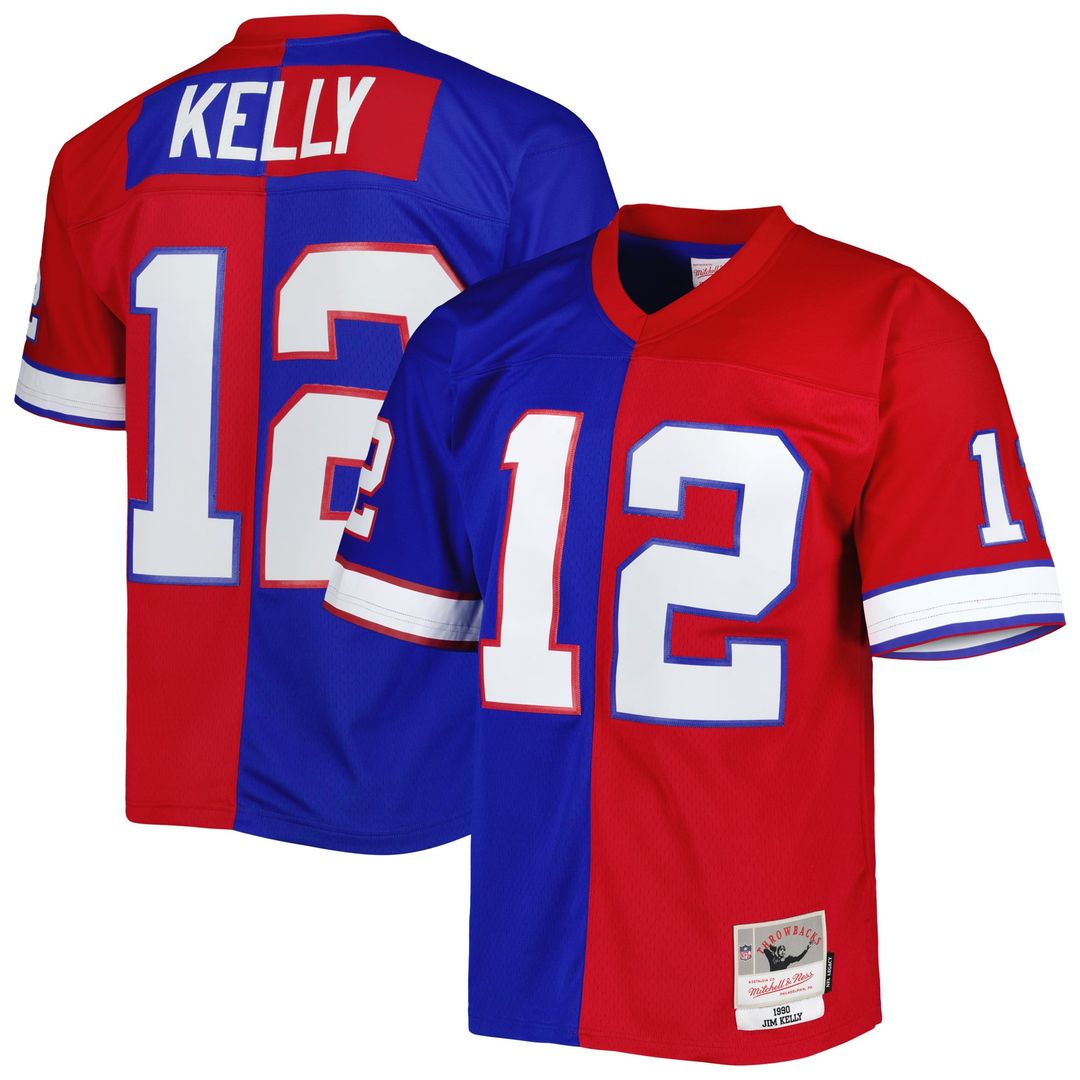 Jim Kelly Buffalo Bills 1990 Split Legacy Replica Jersey - Royal/Red