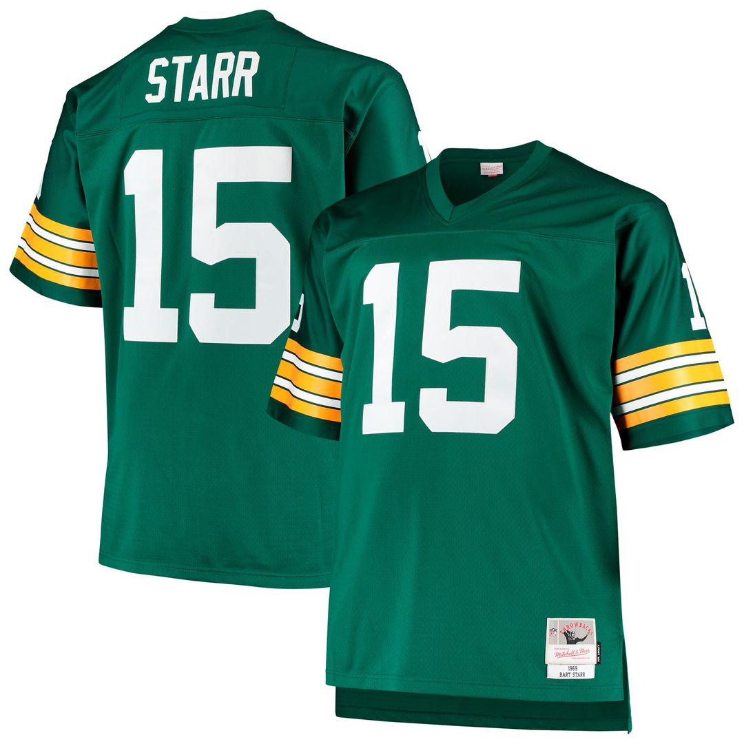 Bart Starr Green Bay Packers Big & Tall 1968 Retired Player Replica Jersey - Green