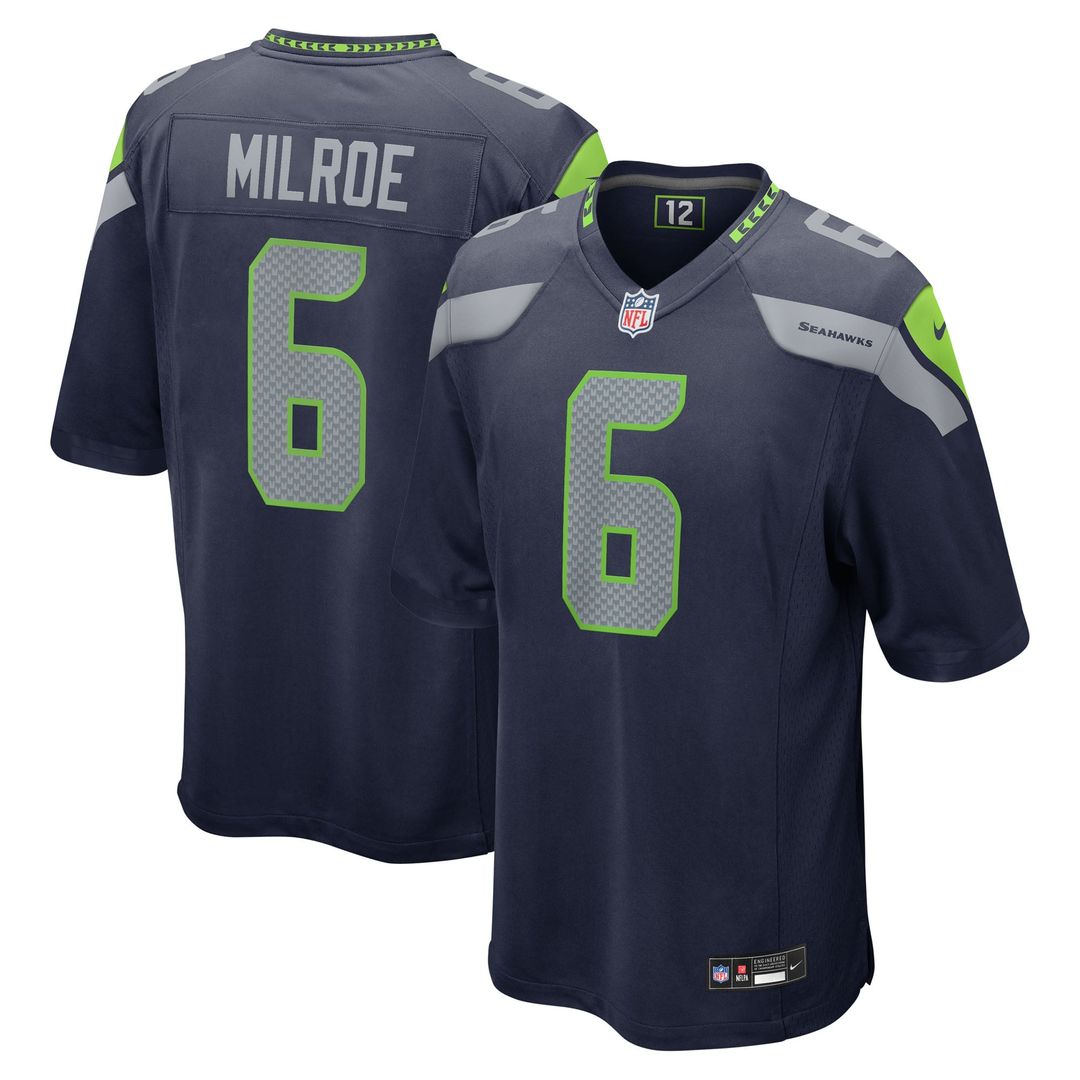 Jalen Milroe Seattle Seahawks 2025 NFL Draft Game Jersey - College Navy