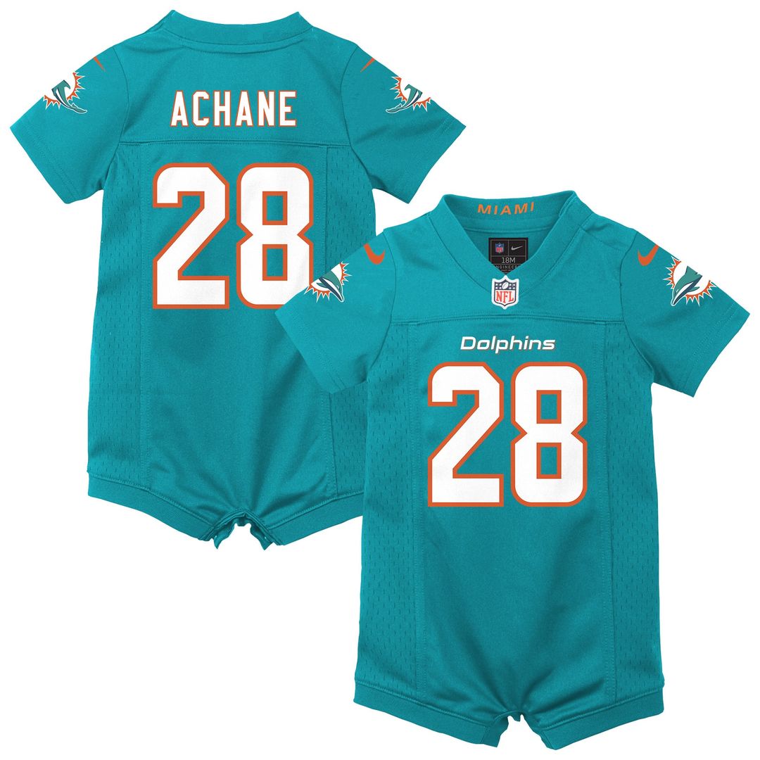 De’Von Achane Miami Dolphins Newborn Romper Game Jersey - Aqua